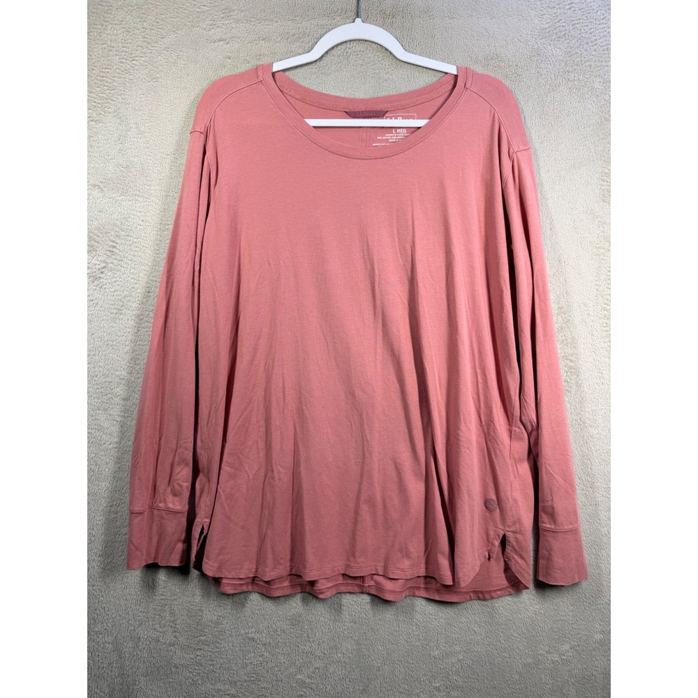 LL Bean Beyond Soft Tee Womens L Pink Long Sleeve Cotton Modal Stretch 514114